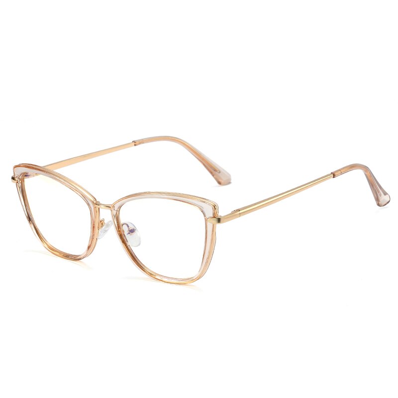 CCSpace Unisex Full Rim Cat Eye Tr 90 Titanium Frame Eyeglasses 48321 Full Rim CCspace 48321C4Champagne