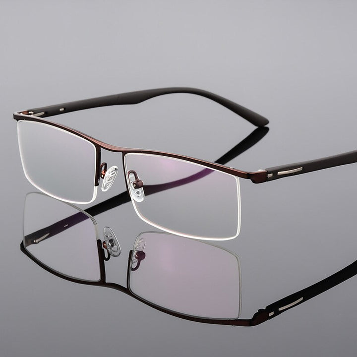 Reven Jate Unisex Semi Rim Square Tr 90 Alloy Eyeglasses P8831 Semi Rim Reven Jate