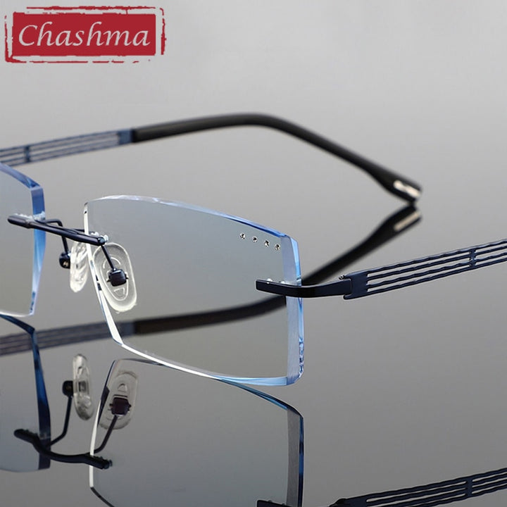 Chashma Ottica Men's Rimless Rectangle Titanium Eyeglasses Tinted Lenses 1025 Rimless Chashma Ottica   