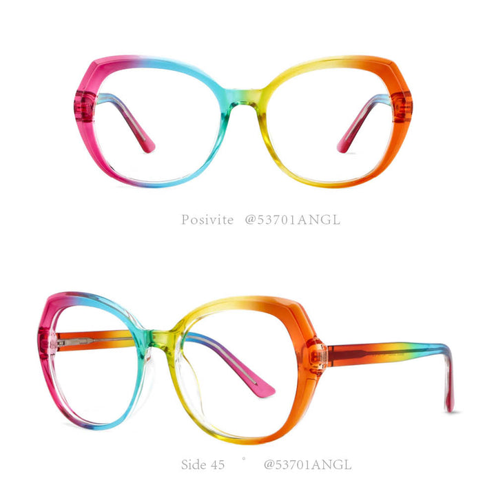 CCspace Women's Full Rim Round Tr 90 Titanium Frame Eyeglasses 53701 Full Rim CCspace