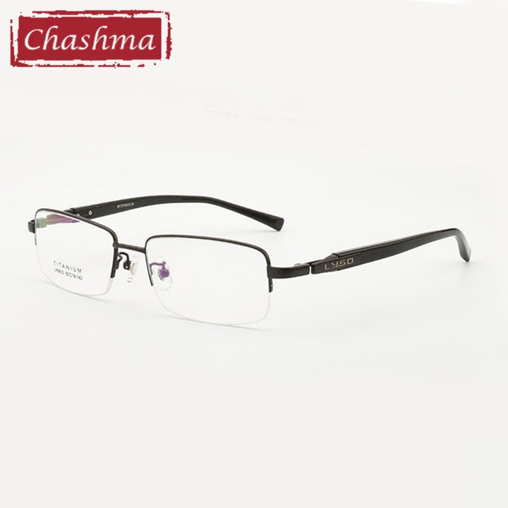 Chashma Ochki Men's Semi Rim Rectangle Titanium Eyeglasses 9910 Semi Rim Chashma Ochki Gray