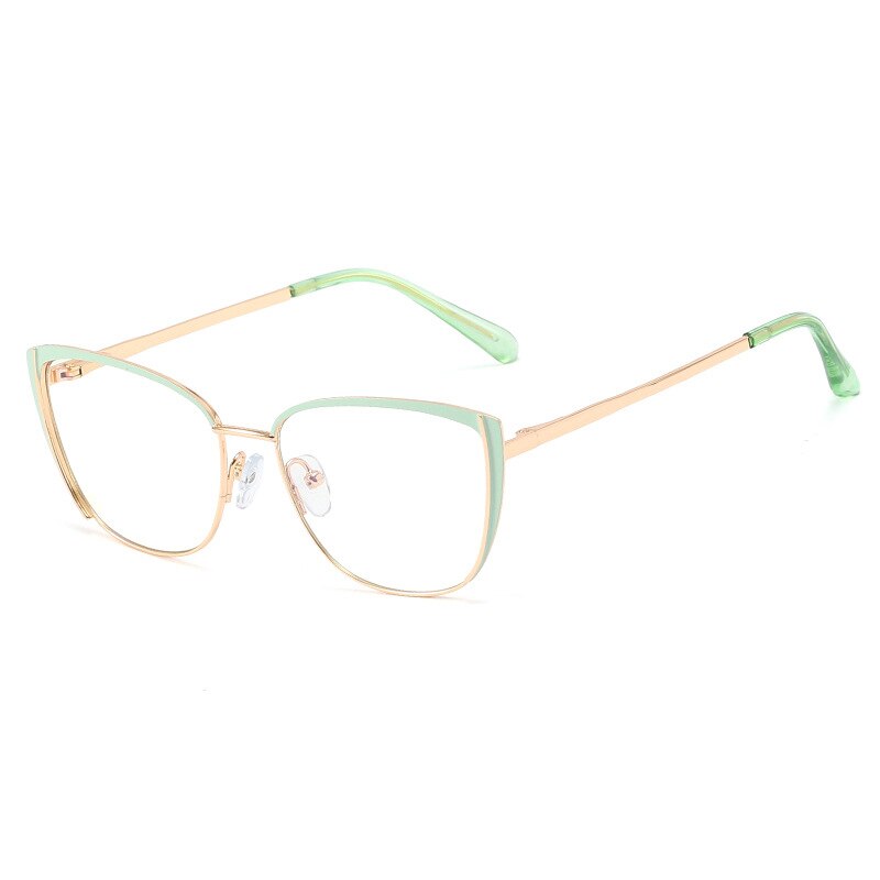 CCspace Women's Full Rim Cat Eye Alloy Frame Eyeglasses 48286 Full Rim CCspace C4Green