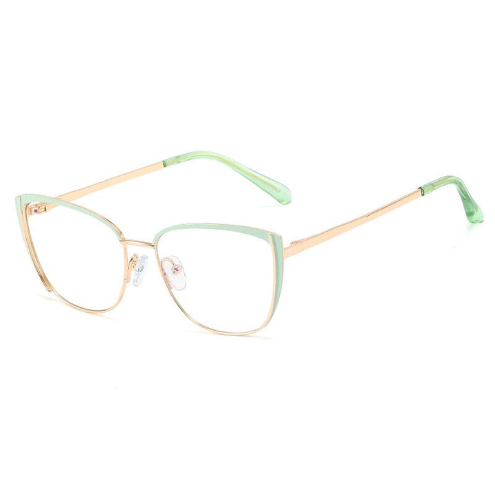 CCspace Women's Full Rim Cat Eye Alloy Frame Eyeglasses 48286 Full Rim CCspace C4Green