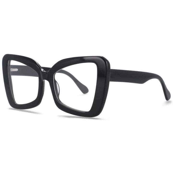 CCspace Unisex Full Rim Oversized Square Cat Eye Acetate Frame Eyeglasses 54066 Full Rim CCspace black