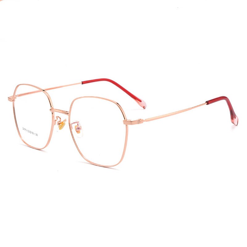 Hotony Unisex Full Rim Polygon Alloy Frame Spring Hinge Eyeglasses D875 Full Rim Hotony Rose Gold