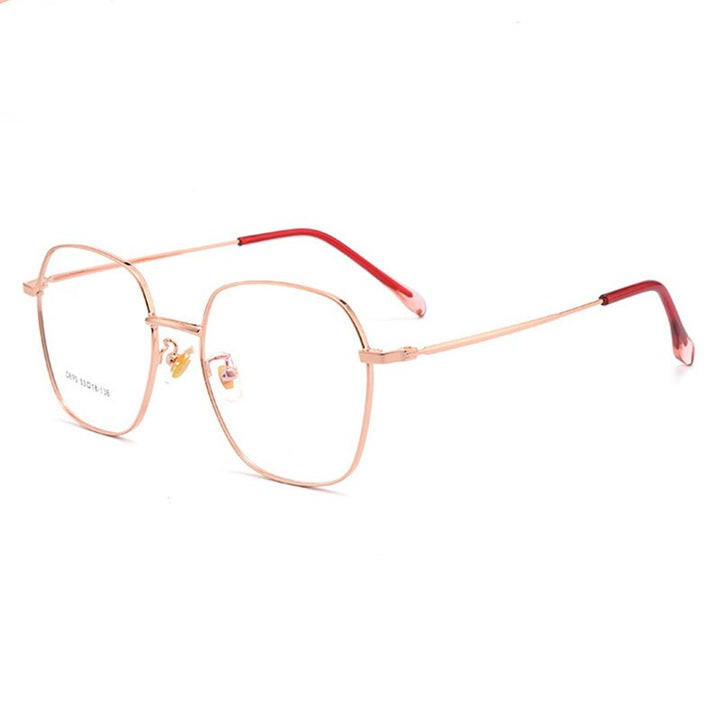 Hotony Unisex Full Rim Polygon Alloy Frame Spring Hinge Eyeglasses D875 Full Rim Hotony Rose Gold