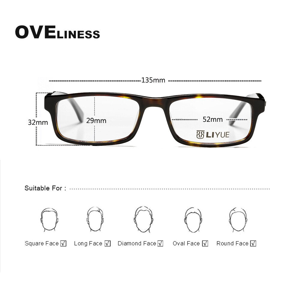 Oveliness Unisex Full Rim Square Acetate Eyeglasses Lg001 Full Rim Oveliness