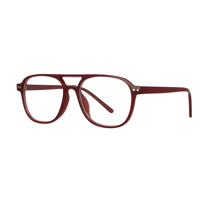 CCspace Unisex Full Rim Square Resin Double Bridge Frame Eyeglasses 53120 Full Rim CCspace Red