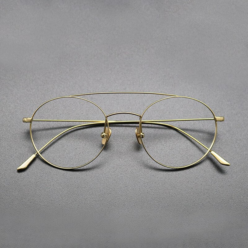 Gatenac Unisex Full Rim Round Titanium Double Bridge Frame Eyeglasses Gxyj618 Full Rim Gatenac Gold