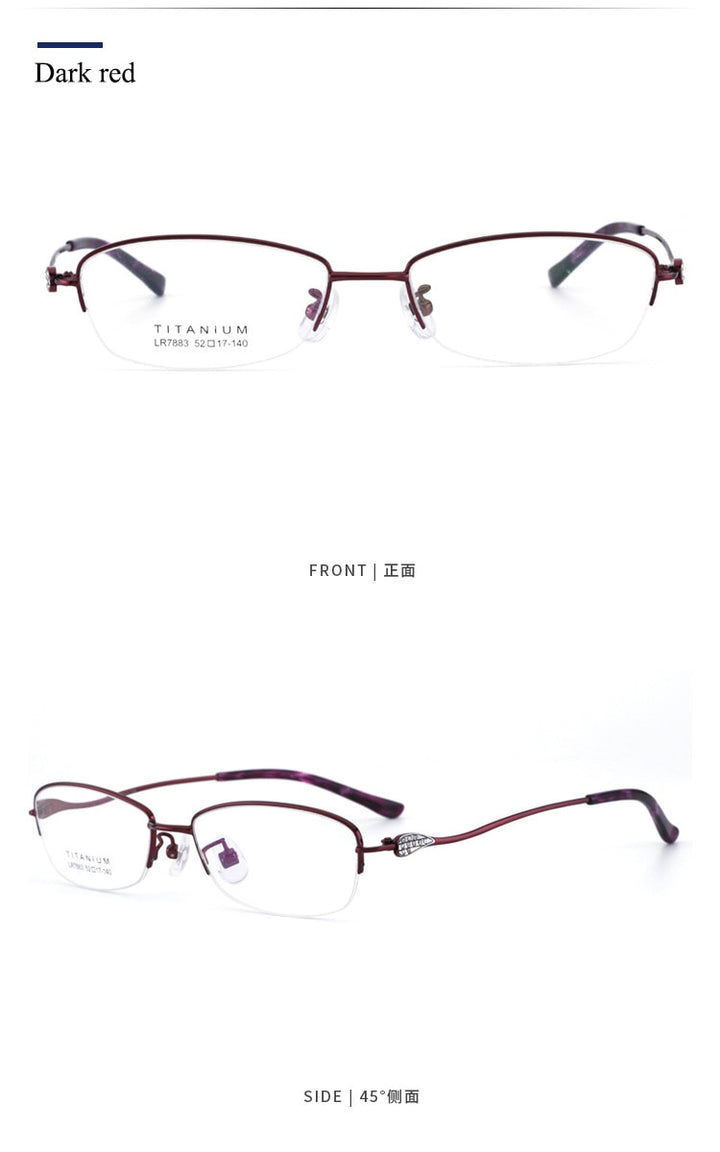 Women's Semi Rim IP Electronic Titanium Plated Frame Lr7883 Semi Rim Bclear