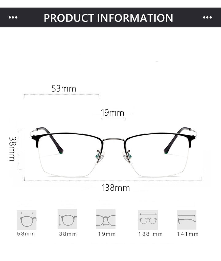 Yimaruili Unisex Semi Rim Titanium Frame Eyeglasses 8017JX Semi Rim Yimaruili Eyeglasses