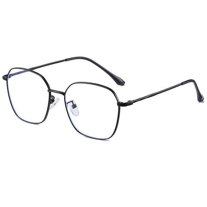 Hotony Unisex Full Rim Alloy Polygonal Frame Eyeglasses Zy9037 Full Rim Hotony black