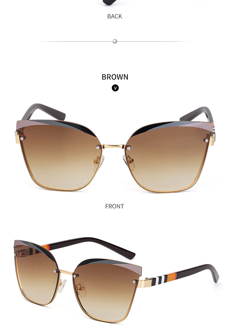 CCspace Women's Rimless Cat Eye Alloy Frame Sunglasses 49123 Sunglasses CCspace Sunglasses