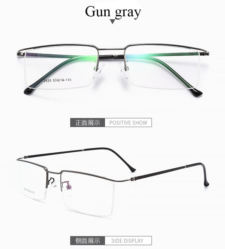 Bclear Men's Semi Rim Square Titanium Alloy Eyeglasses Sc2533 Semi Rim Bclear