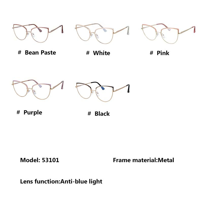 CCspace Unisex Full Rim Cat Eye Alloy Frame Eyeglasses 53101 Full Rim CCspace
