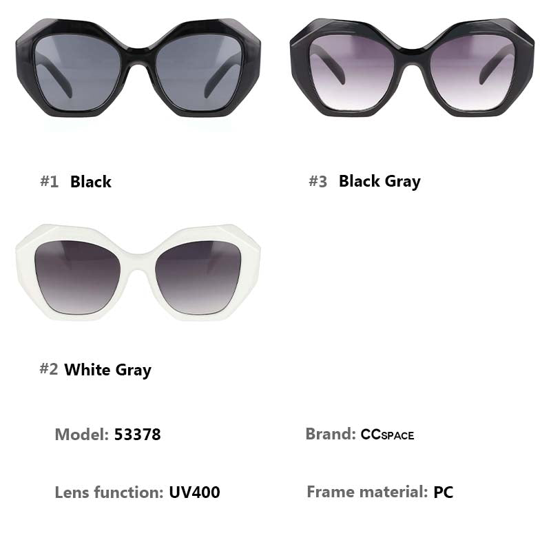 CCspace Women's Full Rim Oversized Cat Eye Square Acetate Frame Sunglasses 53378 Sunglasses CCspace Sunglasses