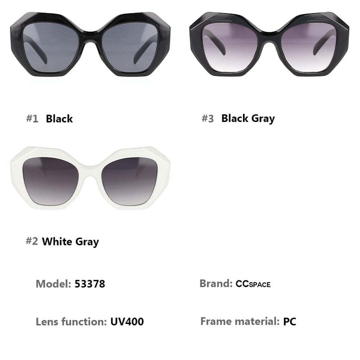 CCspace Women's Full Rim Oversized Cat Eye Square Acetate Frame Sunglasses 53378 Sunglasses CCspace Sunglasses