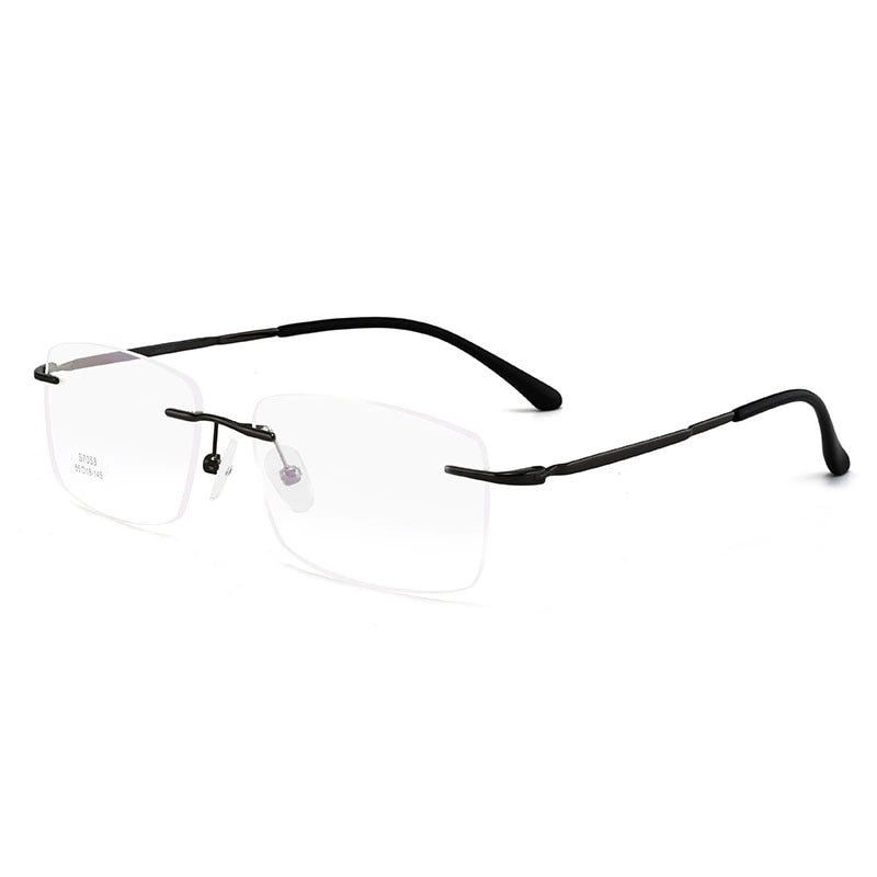 Hotochki Men's Rimless Alloy Screwless Frame Eyeglasses 7053 Rimless Hotochki black