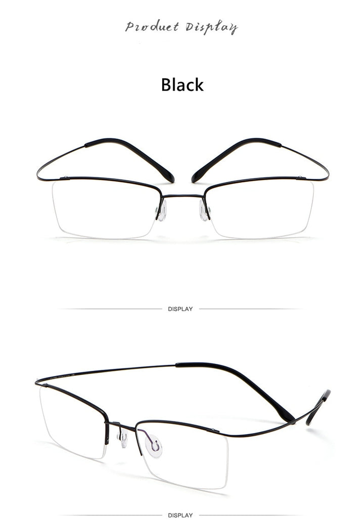 Yimaruili Men's Semi Rim Hinge Free β Titanium Frame Eyeglasses 30004 Semi Rim Yimaruili Eyeglasses