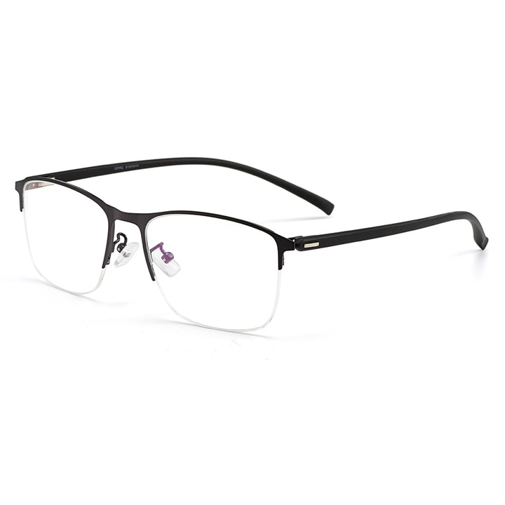 Gmei Men's Semi Rim Square Tr 90 Alloy Eyeglasses S61005 Semi Rim Gmei Optical