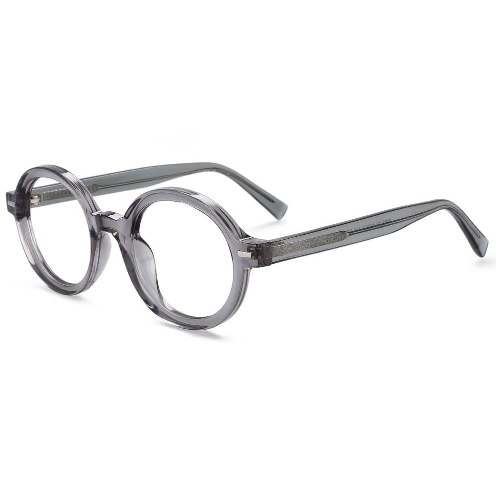 CCspace Unisex Full Rim Round Oval Tr 90 Titanium Rivet Frame Eyeglasses 54026 Full Rim CCspace gray