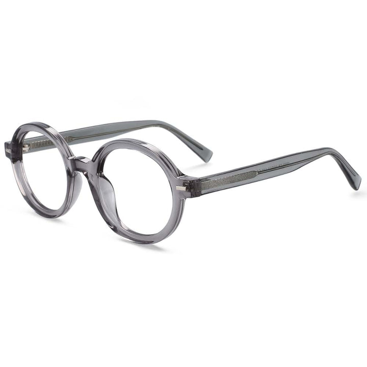 CCspace Unisex Full Rim Round Oval Tr 90 Titanium Rivet Frame Eyeglasses 54026 Full Rim CCspace gray
