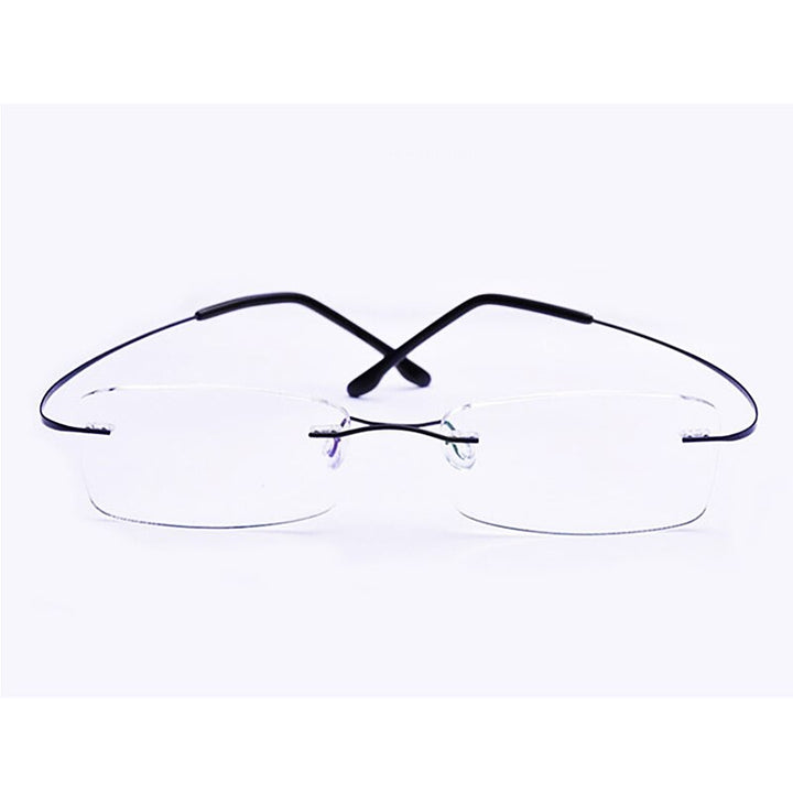 Yimaruili Unisex Rimless TR 90 Resin β Titanium Frame Eyeglasses Rimless Yimaruili Eyeglasses Blue