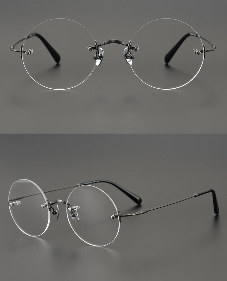 Gatenac Unisex Rimless Round Titanium Frame Eyeglasses Gxyj647 Rimless Gatenac