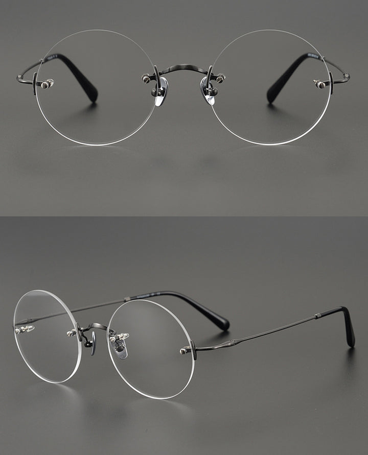 Gatenac Unisex Rimless Round Titanium Frame Eyeglasses Gxyj647 Rimless Gatenac