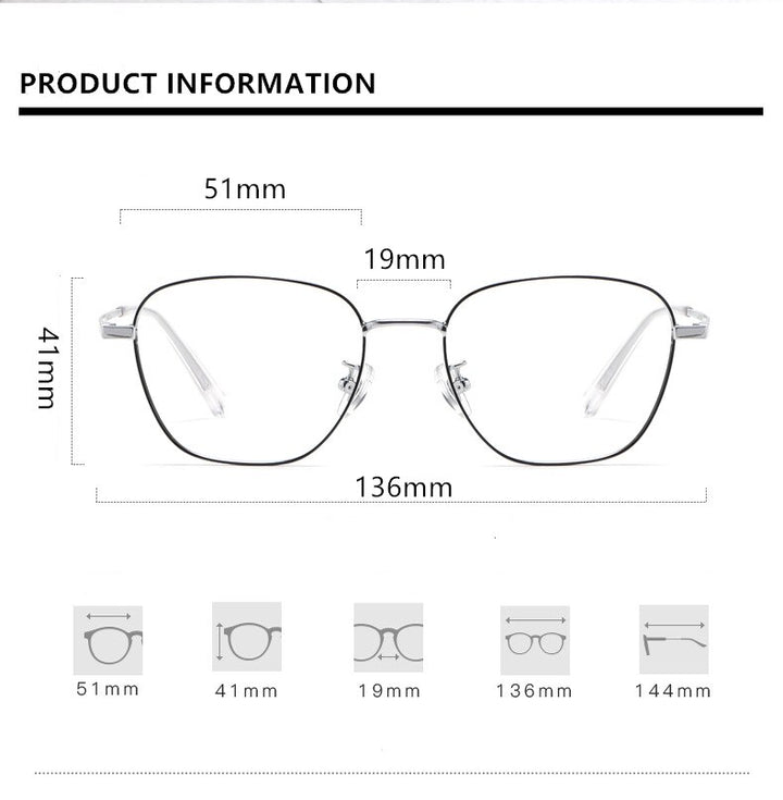 Yimaruili Unisex Full Rim Polygonal Titanium Frame Eyeglasses 9026JY Full Rim Yimaruili Eyeglasses