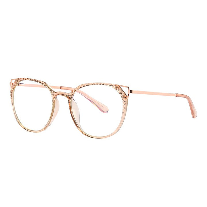 Hotochki Women's Full Rim Round TR-90 Resin Alloy Frame Eyeglasses 2054 Full Rim Hotochki Brown