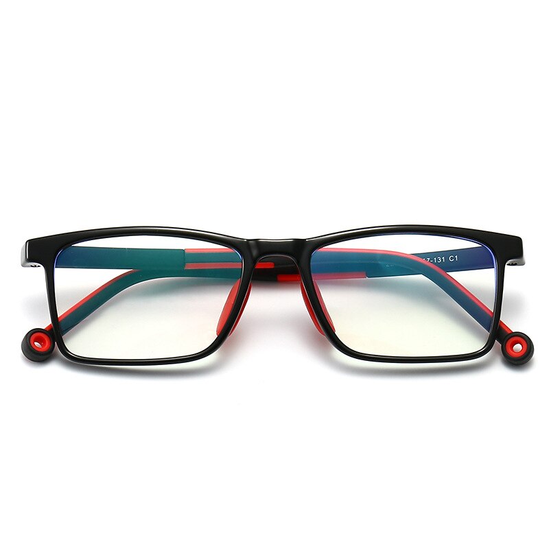 Yimaruili Unisex Children's Full Rim TR 90 Resin Frame Eyeglasses 2232 Full Rim Yimaruili Eyeglasses Black Red C1