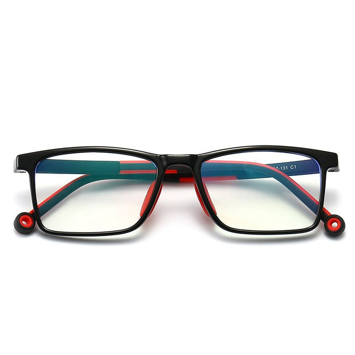 Yimaruili Unisex Children's Full Rim TR 90 Resin Frame Eyeglasses 2232 Full Rim Yimaruili Eyeglasses Black Red C1