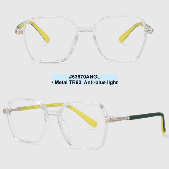 CCspace Children's Unisex Full Rim Square Tr 90 Titanium Frame Eyeglasses 53970 Full Rim CCspace Clear