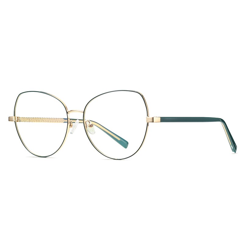 Hotochki Women's Full Rim Cat Eye Alloy Frame Eyeglasses 3001 Full Rim Hotochki Gold Green