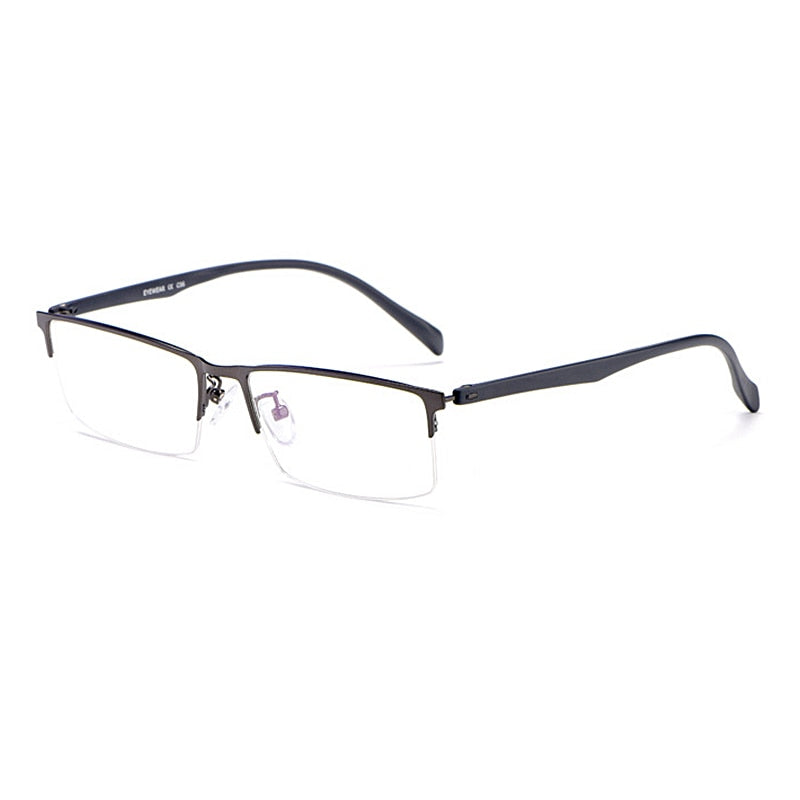 Yimaruili Men's Semi Rim Alloy Frame Eyeglasses 89032 Semi Rim Yimaruili Eyeglasses Gray