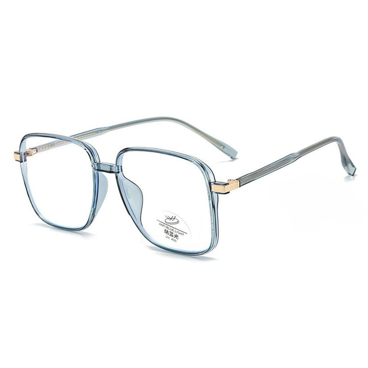 Hotony Unisex Full Rim Square TR 90 Resin Frame Eyeglasses 8877 Full Rim Hotony Transparent Blue-C5