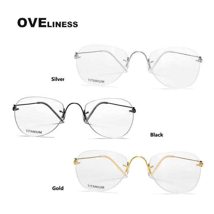 Oveliness Unisex Rimless Round Square Screwless Titanium Eyeglasses 9892 Rimless Oveliness