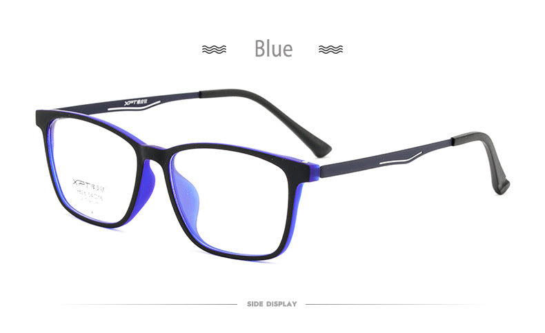 Hotony Unisex Full Rim Square TR 90 Resin B Titanium Frame Eyeglasses 9828 Full Rim Hotony