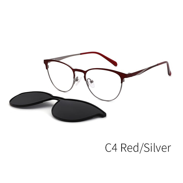 Kansept Women's Full Rim Cat Eye Acetate Eyeglasses Clip On Sunglasses Dp33104 With Clip Ons Kansept DP33104C4