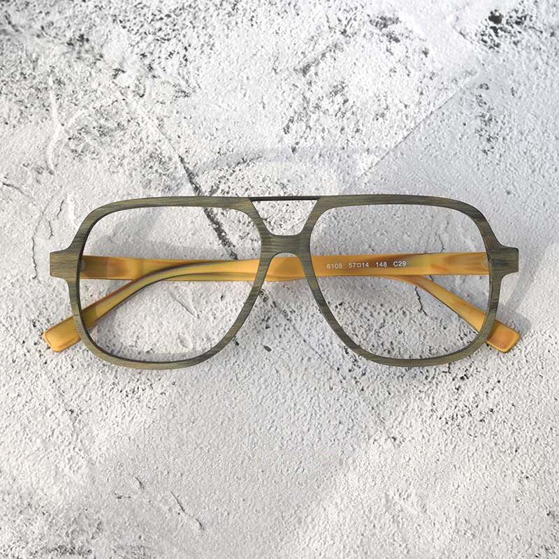 Hdcrafter Unisex Full Rim Eyeglasses Wooden Oversized Ps8210 Full Rim Hdcrafter Eyeglasses