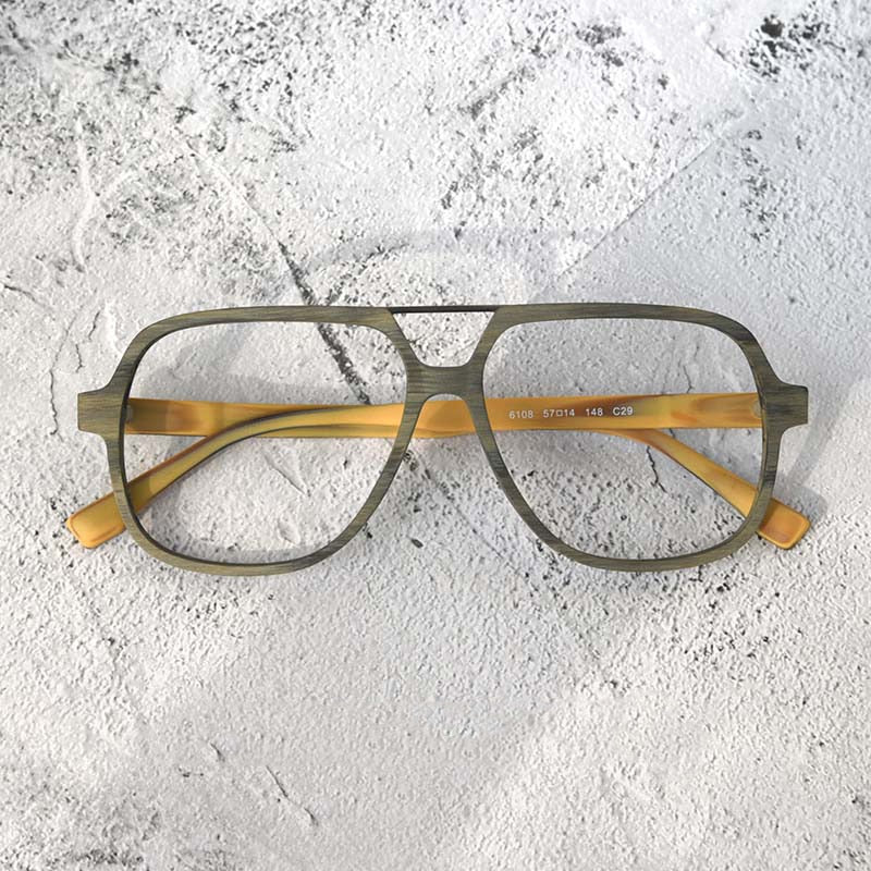 Hdcrafter Unisex Full Rim Square Oversized Wood Eyeglasses Ps8210 Full Rim Hdcrafter Eyeglasses