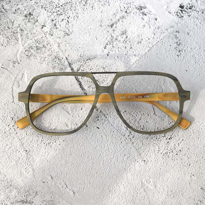 Hdcrafter Unisex Full Rim Square Oversized Wood Eyeglasses Ps8210 Full Rim Hdcrafter Eyeglasses