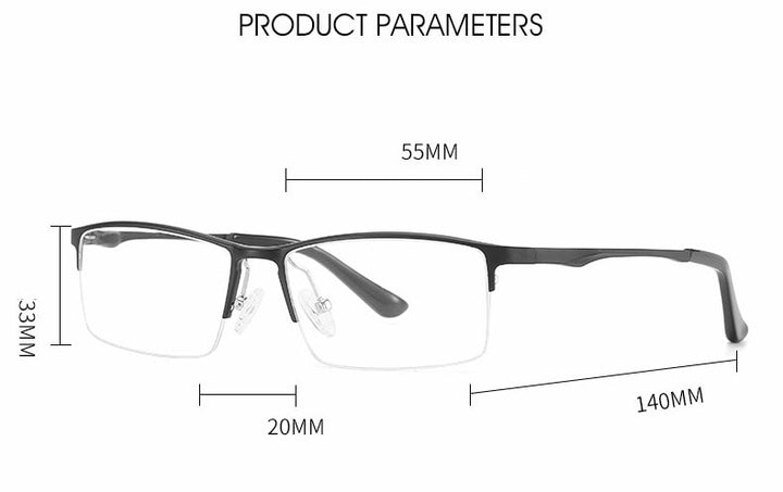 Hotochki Unisex Semi Rim Aluminum Magnesium Alloy Frame Eyeglasses 6297 Semi Rim Hotochki