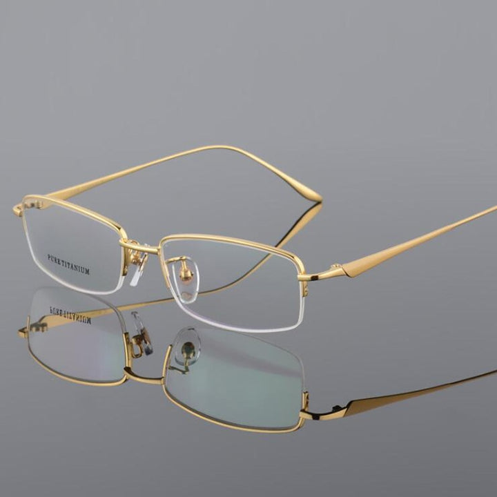 Hotochki Men's Semi Rim Titanium Frame Eyeglasses 8272 Semi Rim Hotochki