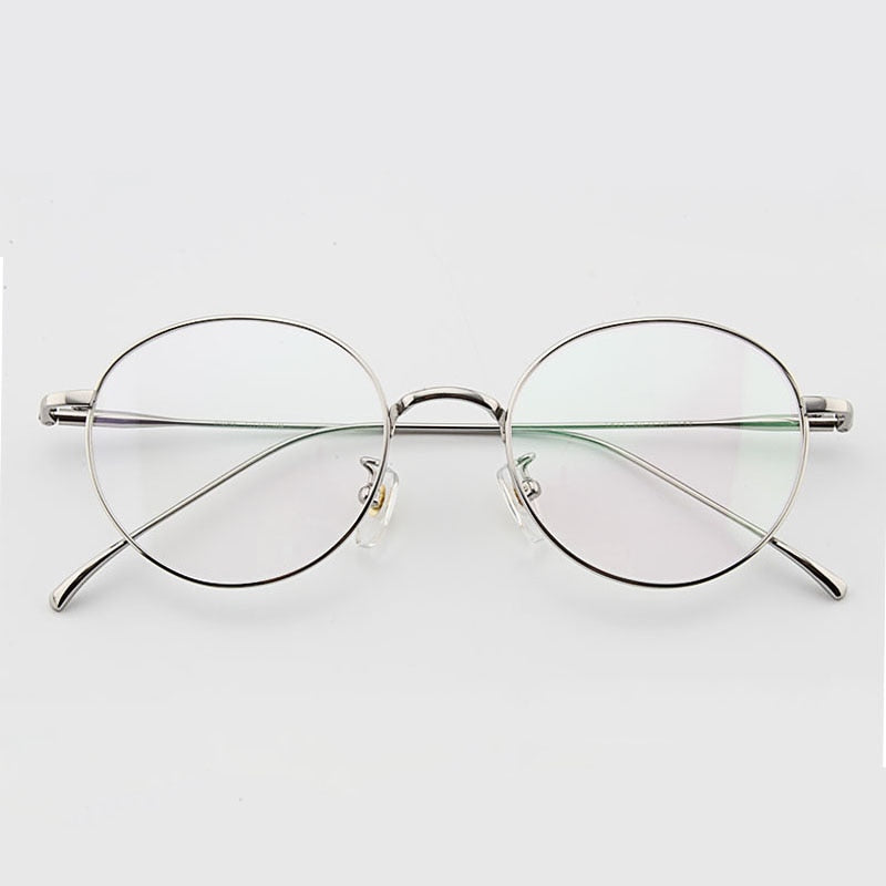 Muzz Unisex Full Rim Round Titanium Frame Eyeglasses 6144 Full Rim Muzz SILVERY