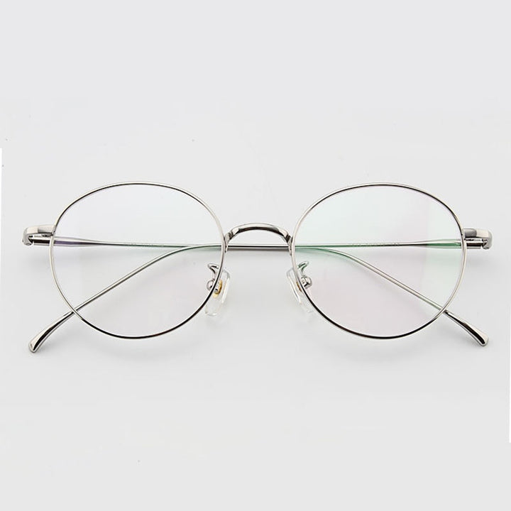 Muzz Unisex Full Rim Round Titanium Frame Eyeglasses 6144 Full Rim Muzz SILVERY