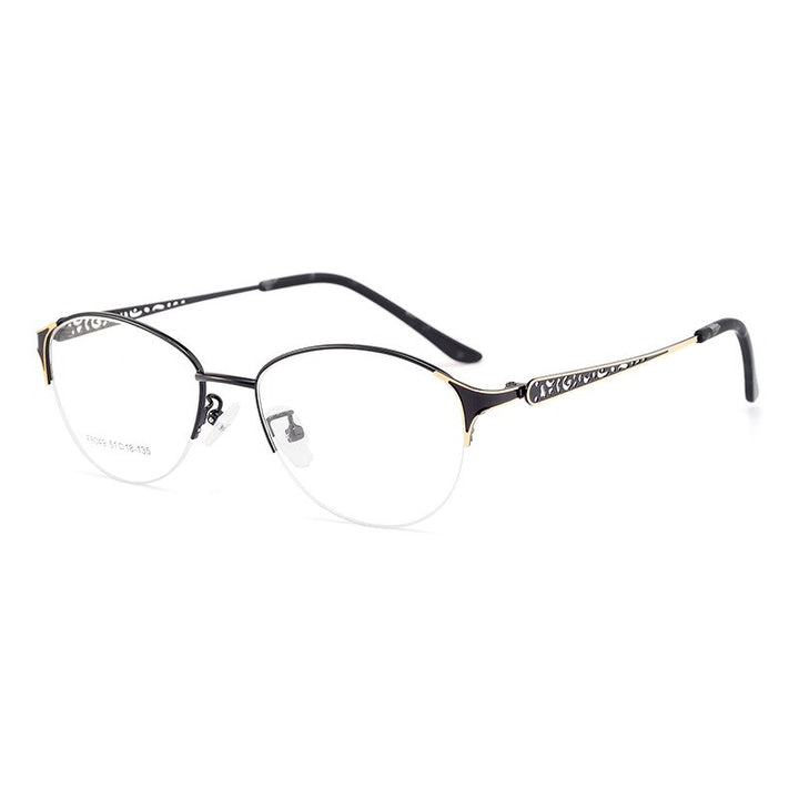 Hotony Women's Semi Rim Oval Alloy Eyeglasses F6049 Semi Rim Hotony