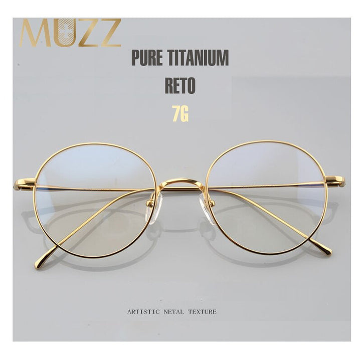 Muzz Unisex Full Rim Round Titanium Frame Eyeglasses 164044 Full Rim Muzz
