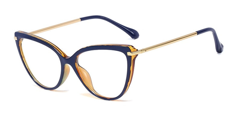 CCspace Unisex Full Rim Cat Eye Tr90 Titanium Frame Eyeglasses 45963 Full Rim CCspace C6 blue